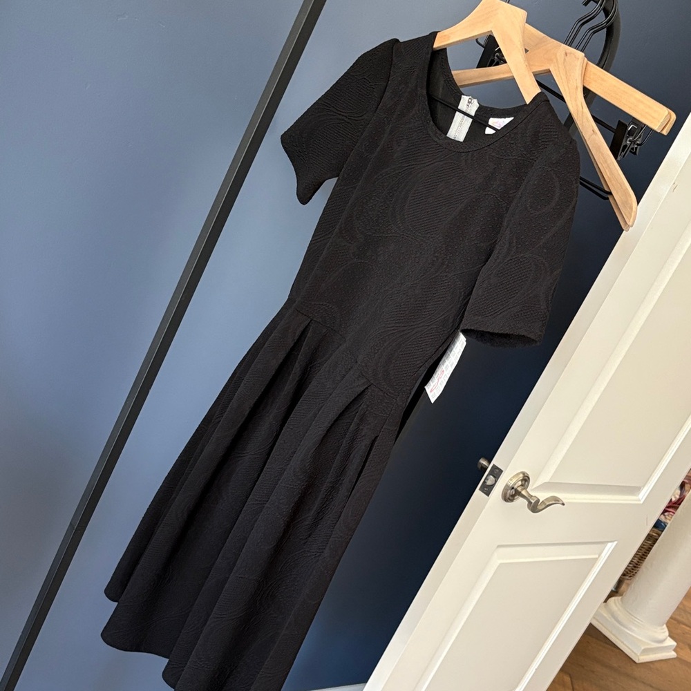 LuLaRoe Amelia Black Textured Dress